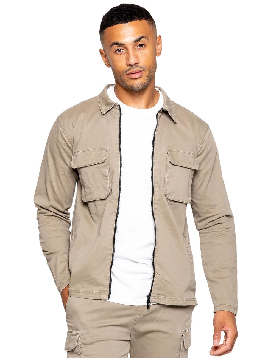 Herren Twill Cargo Überhemd Jacke