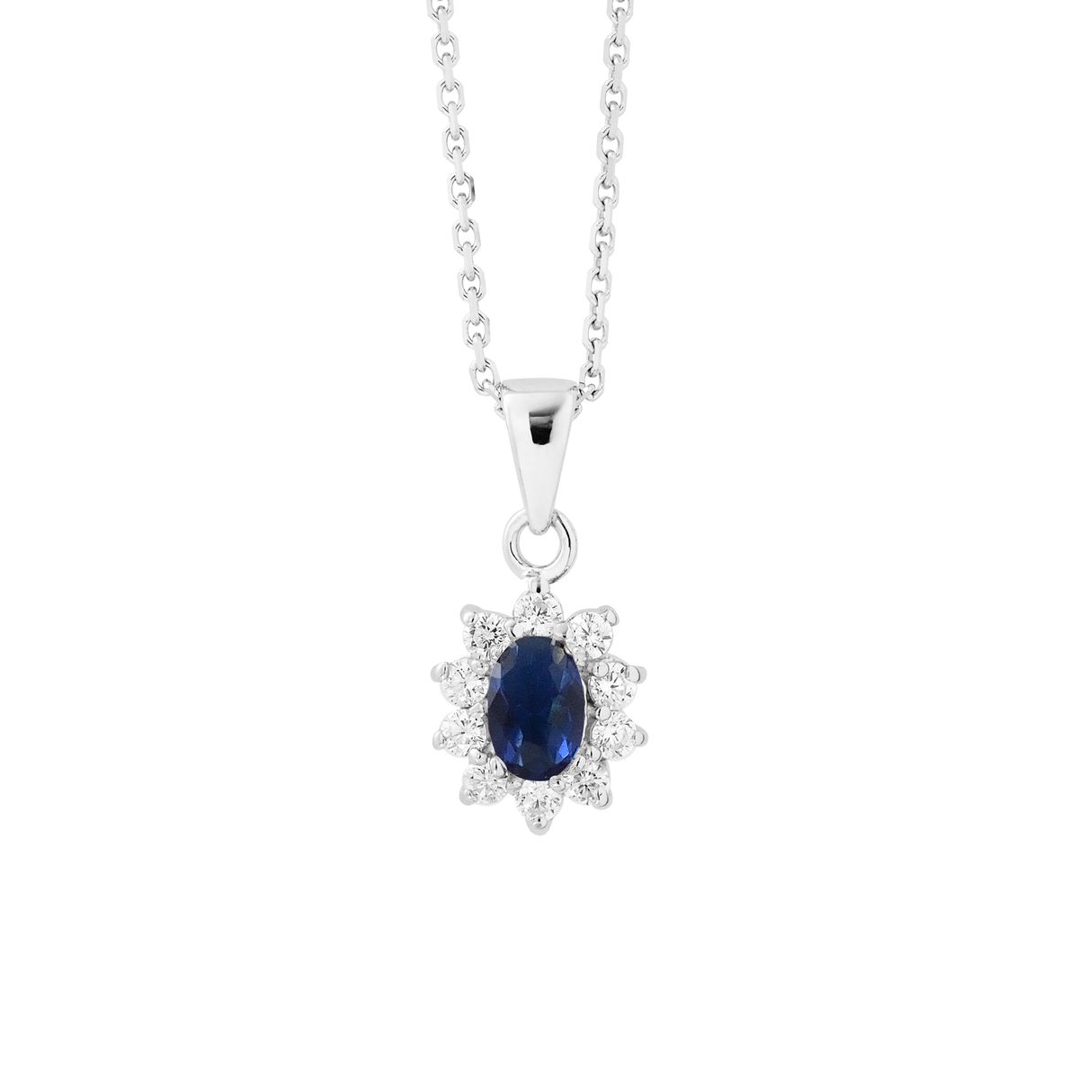 Elegante Halskette mit Halo-Edelsteinanhänger