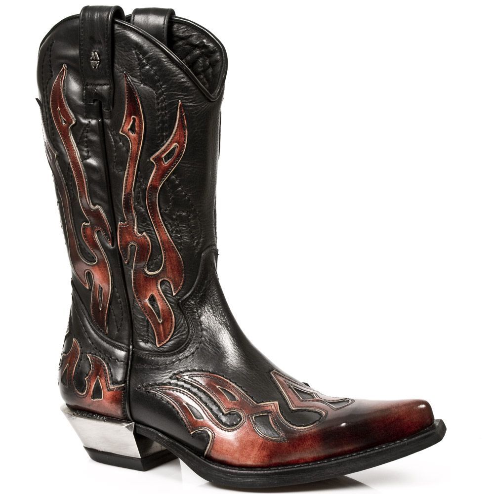 Flammenakzentuierte mittelhohe Cowboystiefel