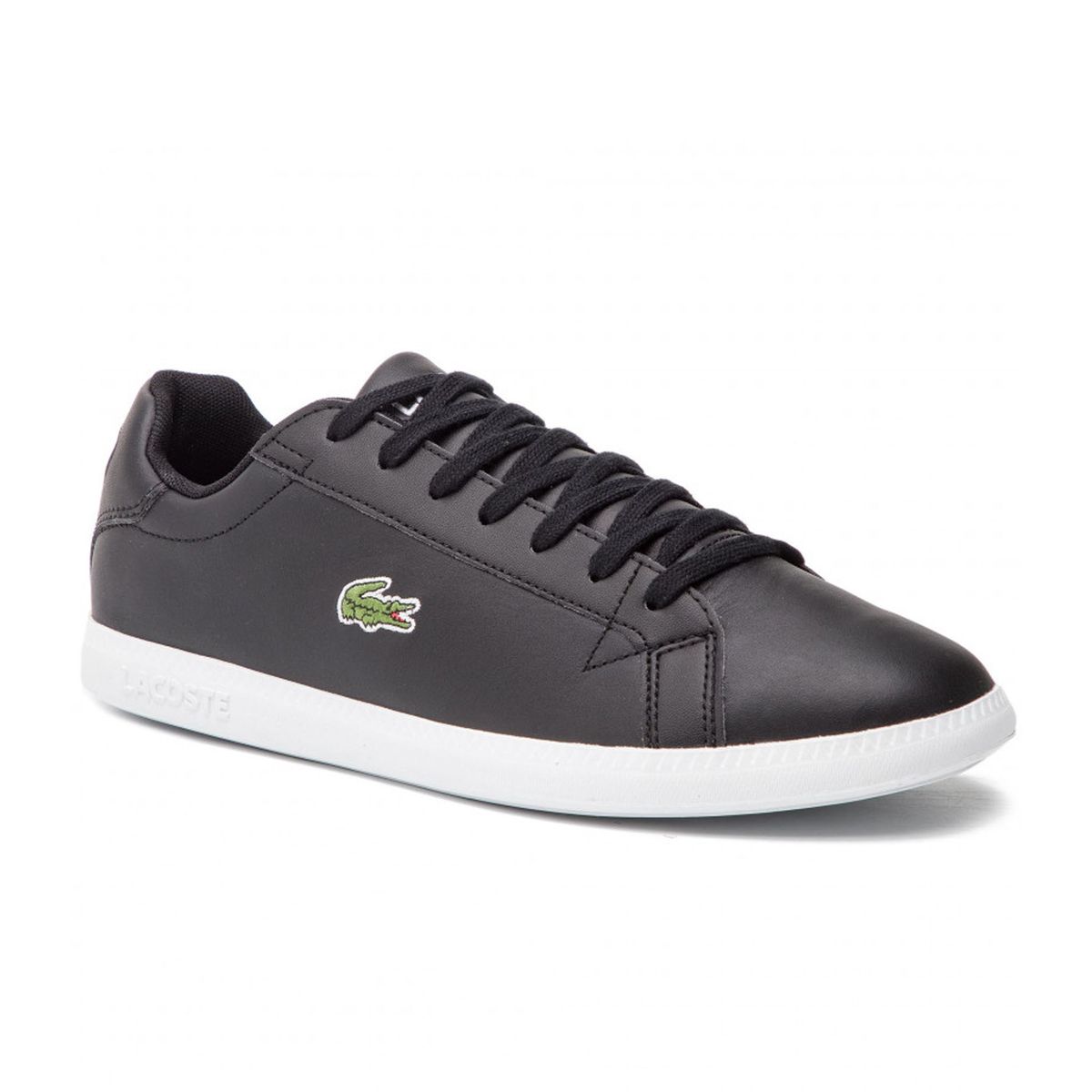 Flache Leder-Sneaker mit Logo