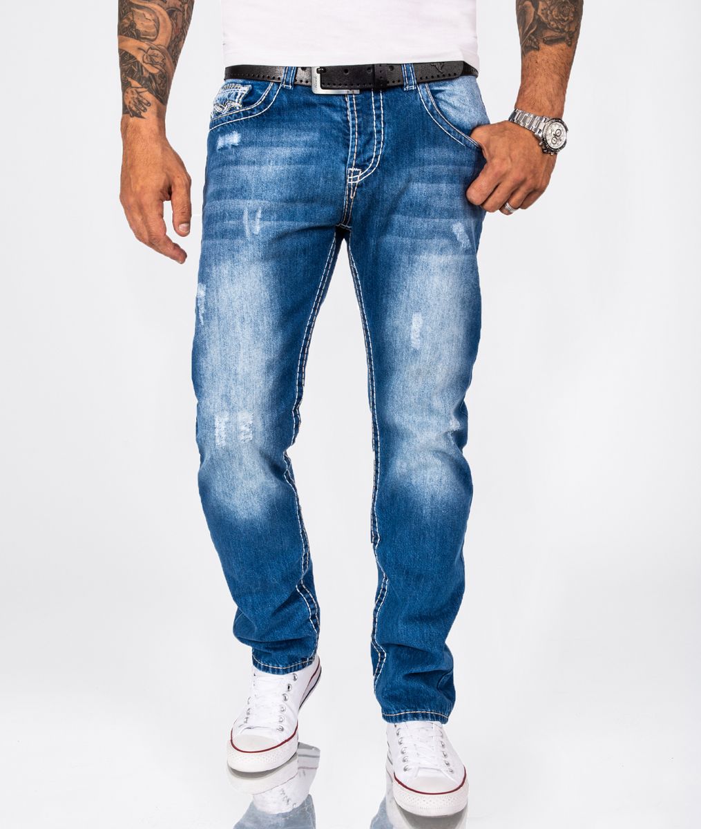 Klassische Regular-Fit Blaue Jeans