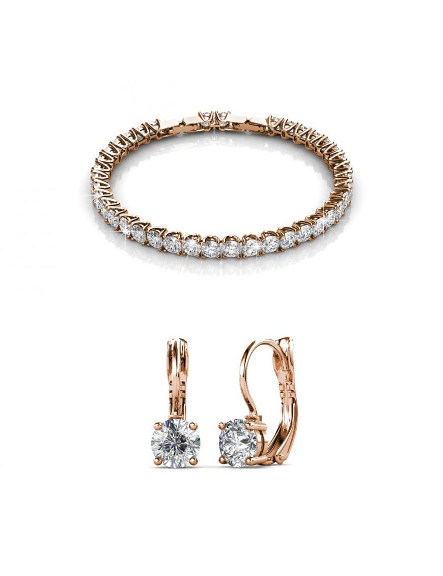 Kristall Tennisarmband und Ohrring Set