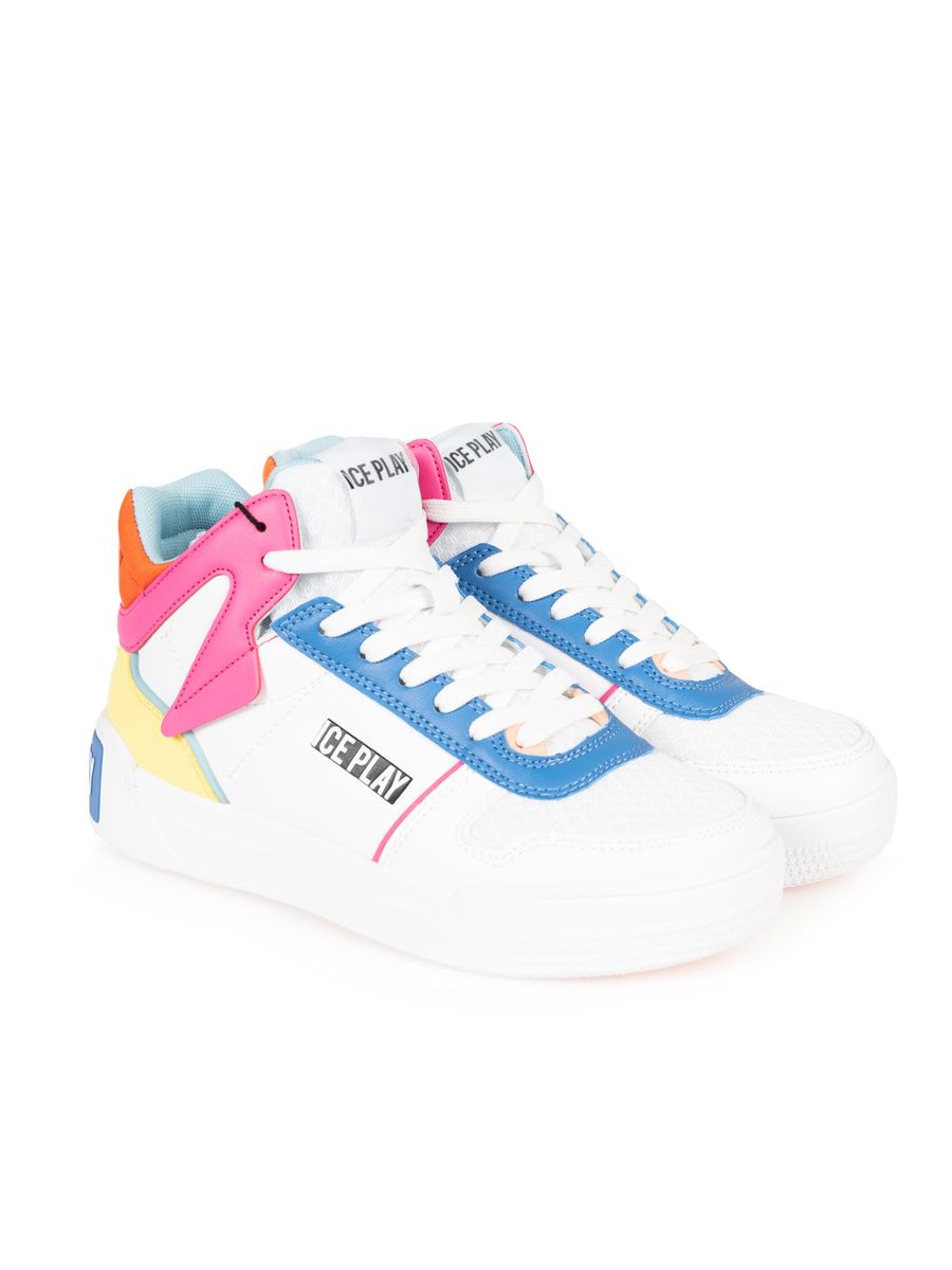Farbenfrohe High-Top-Sneaker mit Color-Blocking