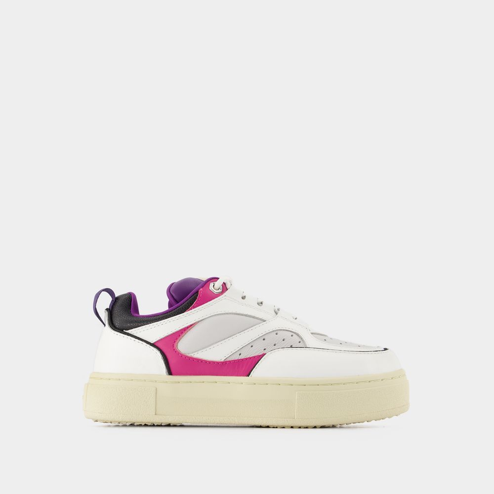 Plateau-Leder-Sneakers mit Akzenten