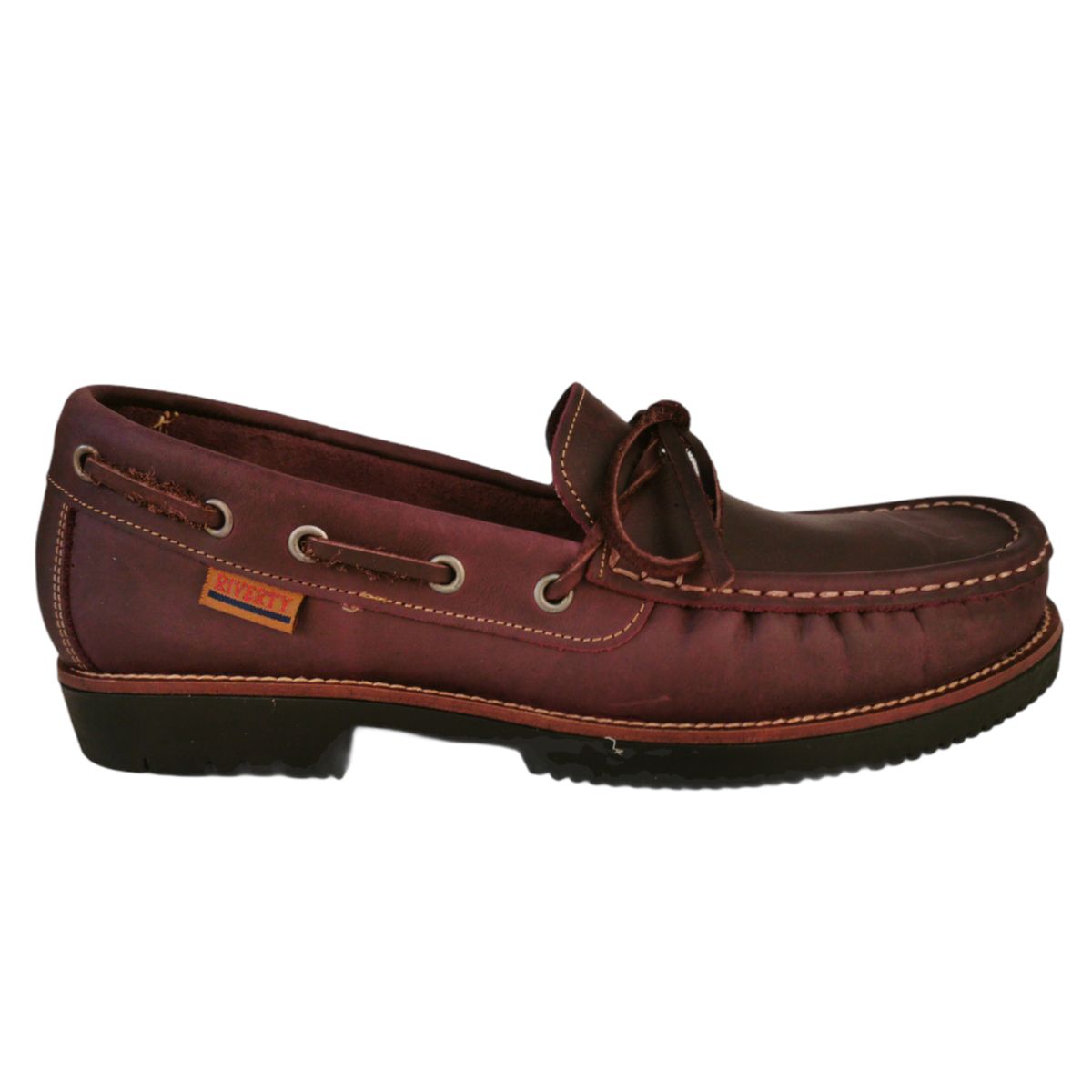 Burgunderfarbener Leder Bootsschuh Loafer