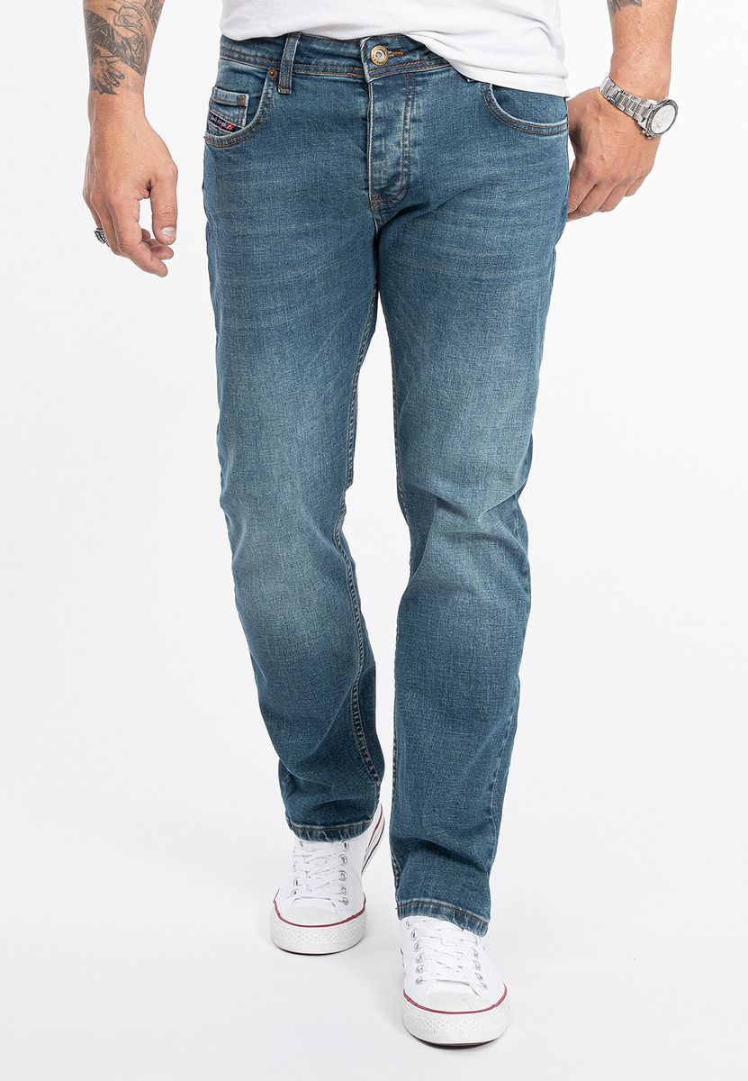Jeans mit geradem Bein im Used-Look