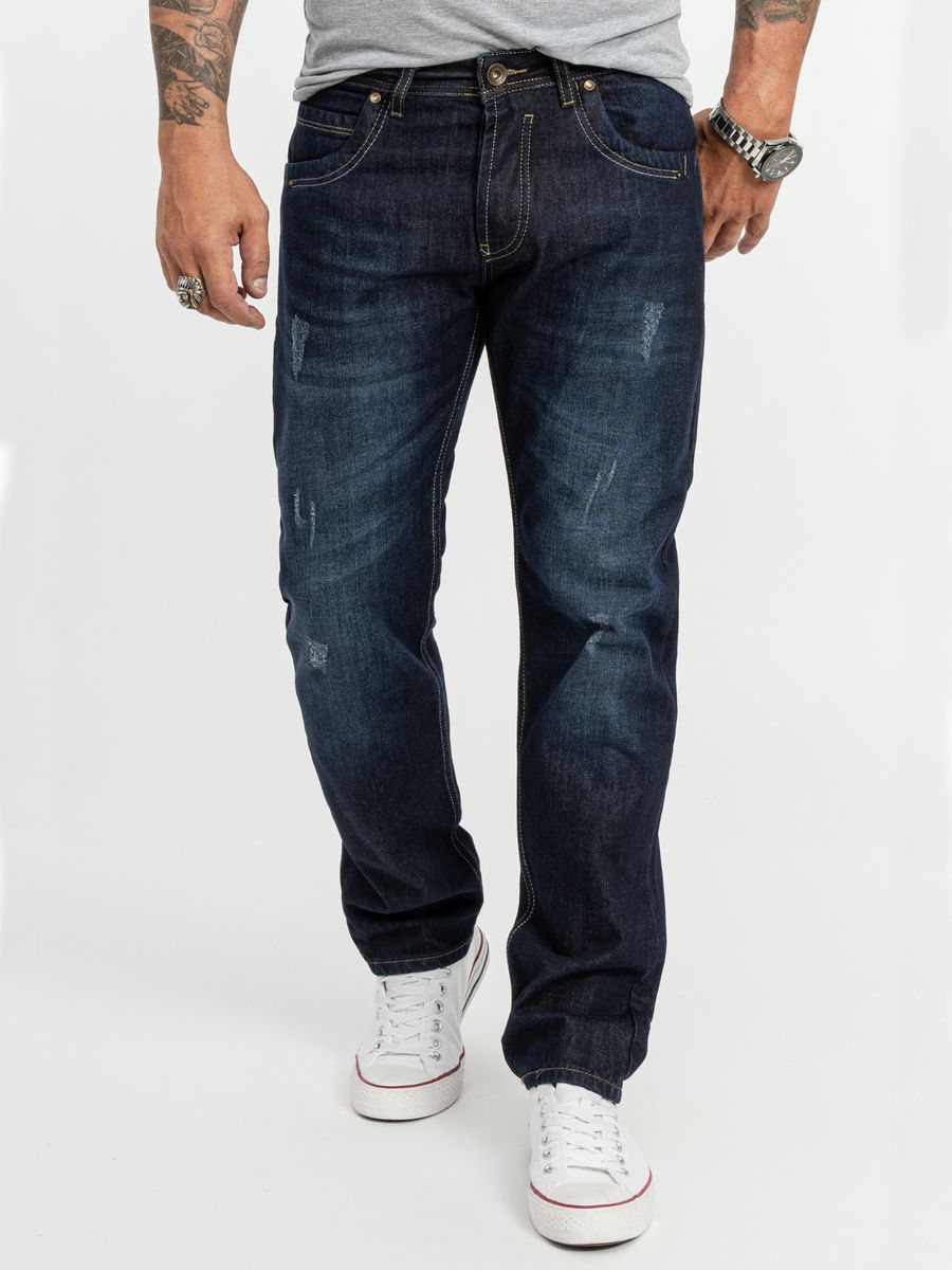 Jeans mit geradem Bein im Used-Look