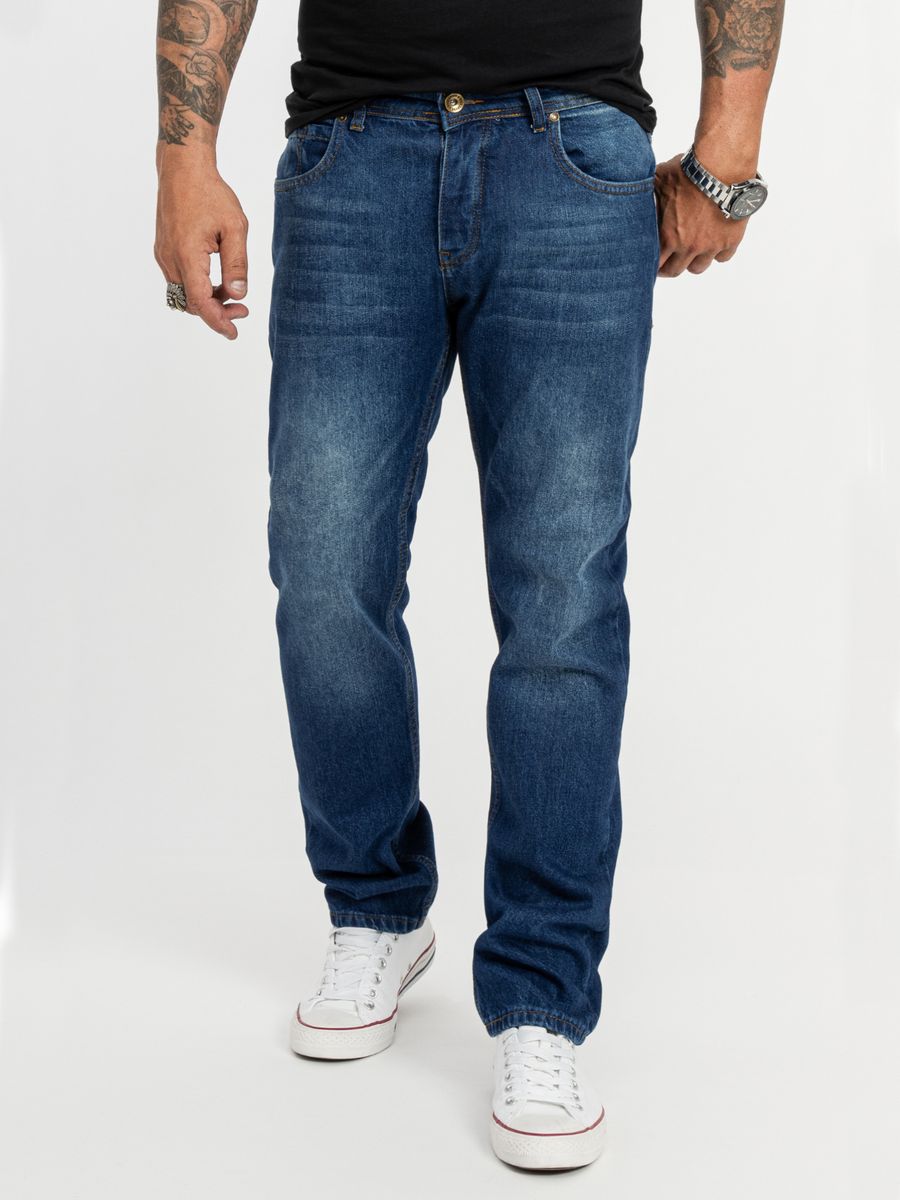 Jeans mit geradem Bein im Used-Look