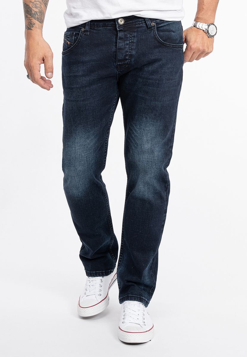 Jeans mit geradem Bein im Used-Look