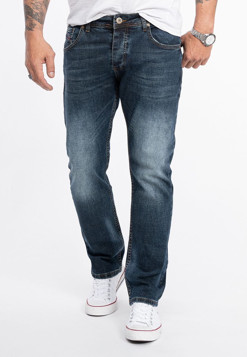 Jeans mit geradem Bein im Used-Look