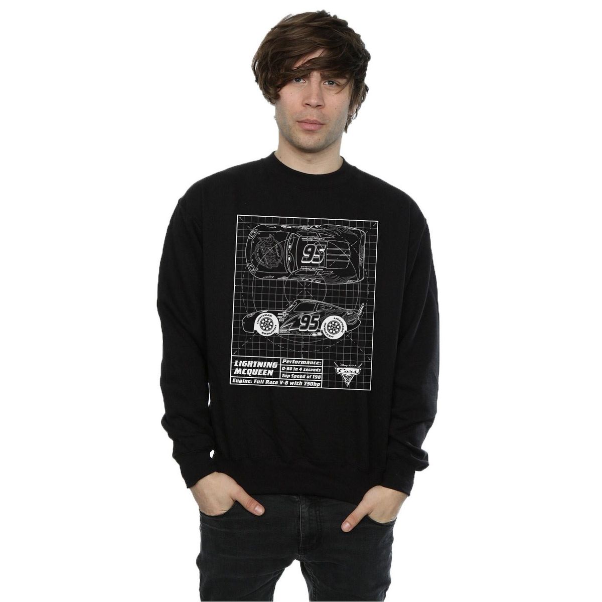 Sweatshirt mit Lightning McQueen Blueprint