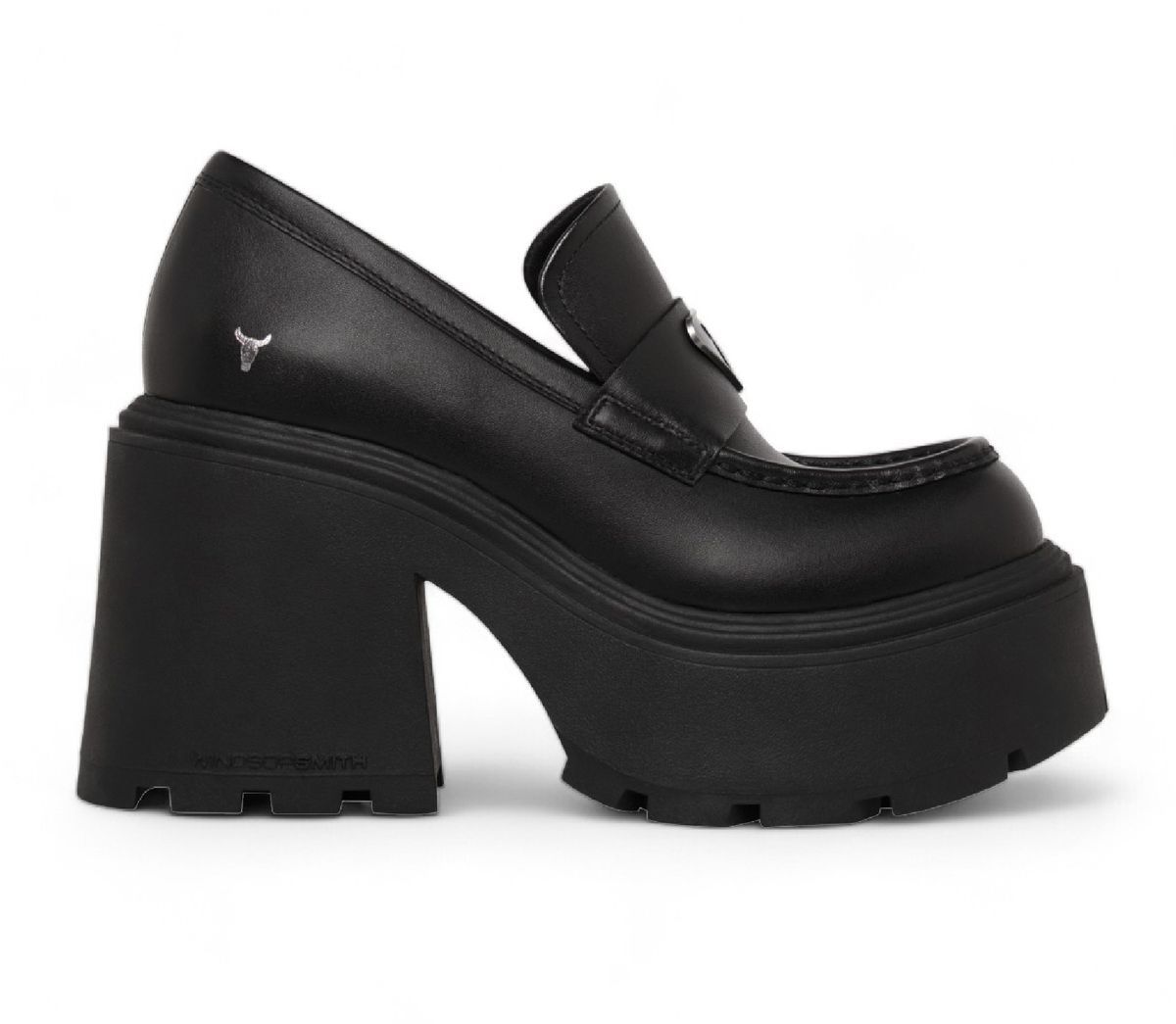 Schwarze Klobige Plateau-Loafer mit Absatz