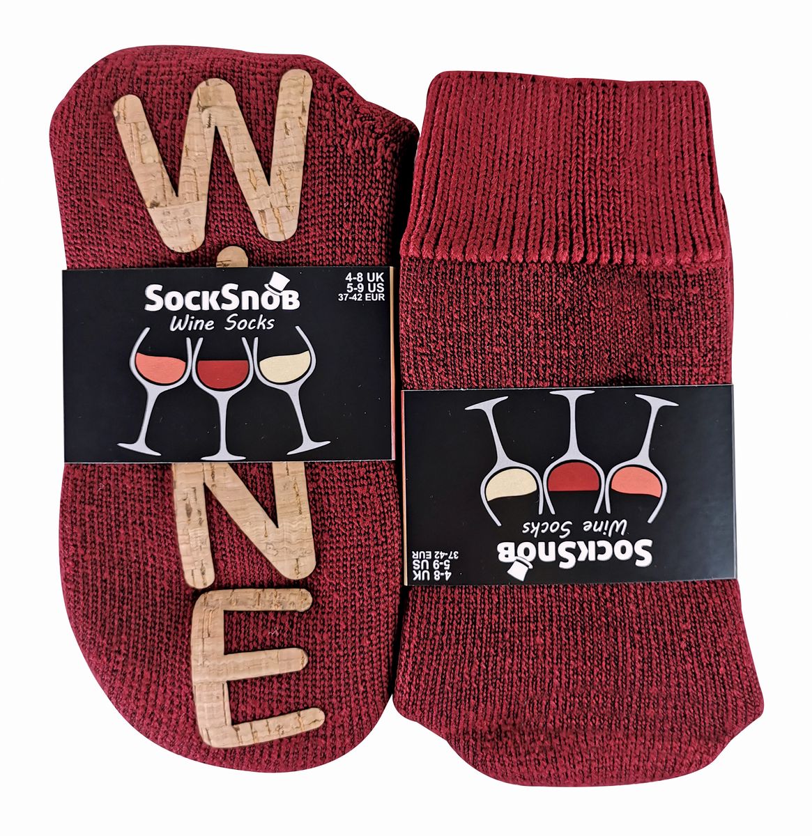Gefütterte Thermo-Slipper-Socken mit Wein-Schriftzug