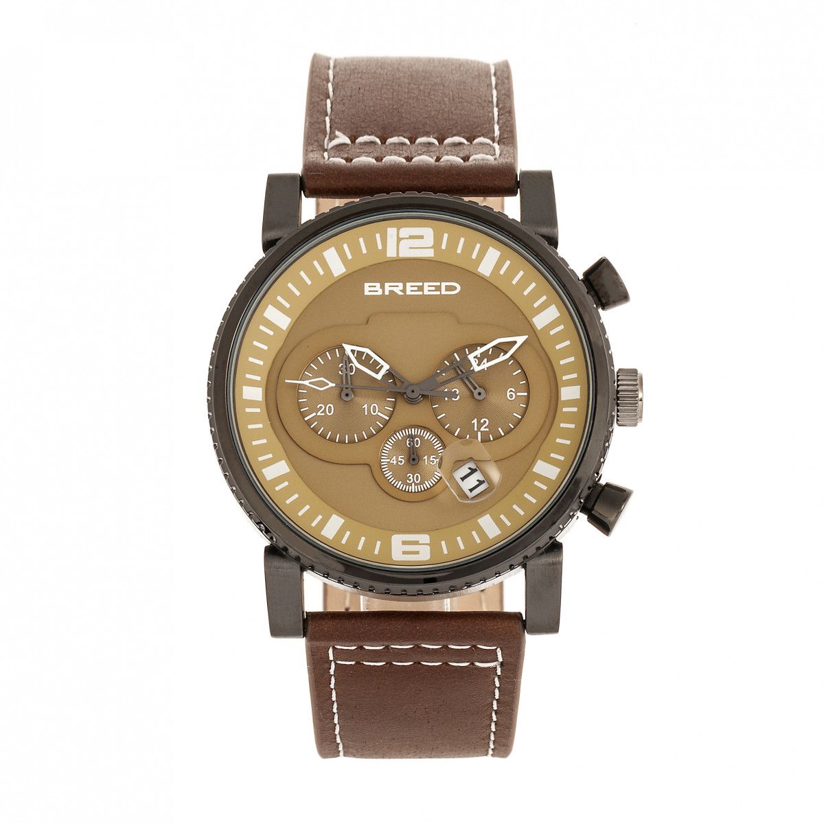 Chronograph Uhr mit Lederarmband
