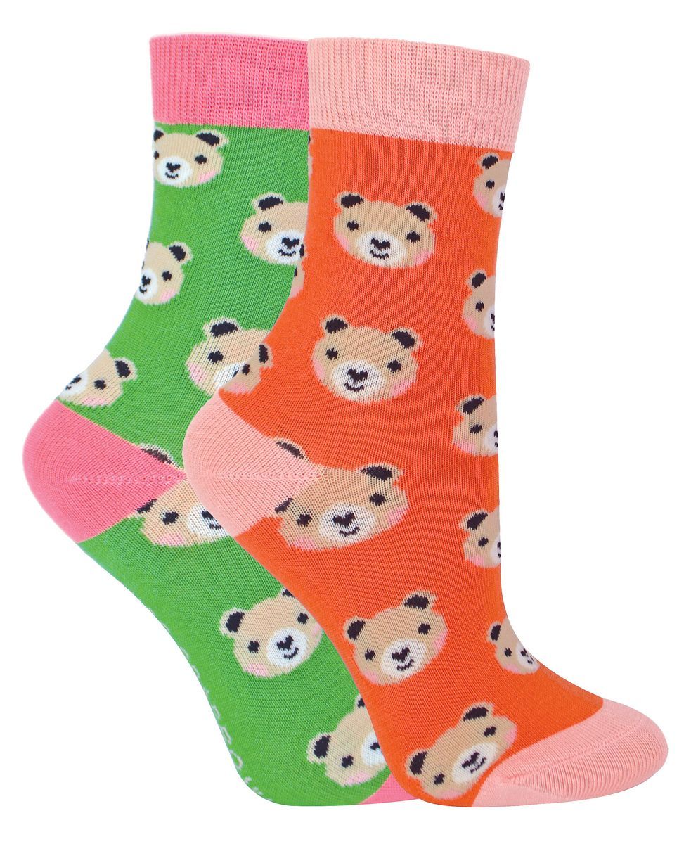 Miss Sparrow - 2er-Pack Mädchen Bambus-Tiermuster-Socken - Bären