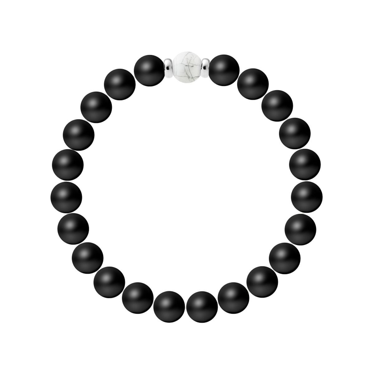 Schwarzes Achat und Howlith Perlenarmband