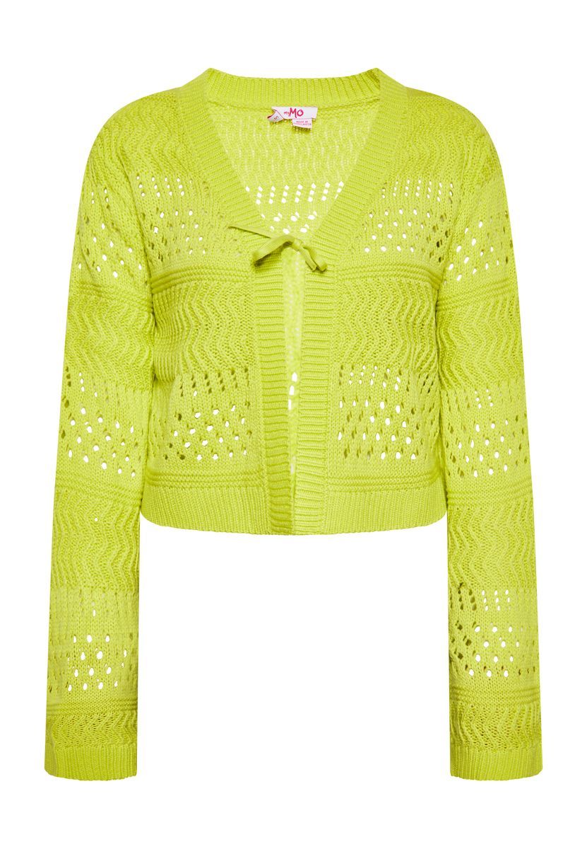 Kurze Strickjacke mit Bindeband