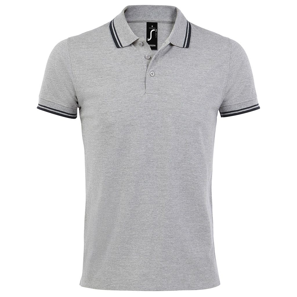 Herren Poloshirt Pikee Heather Grau