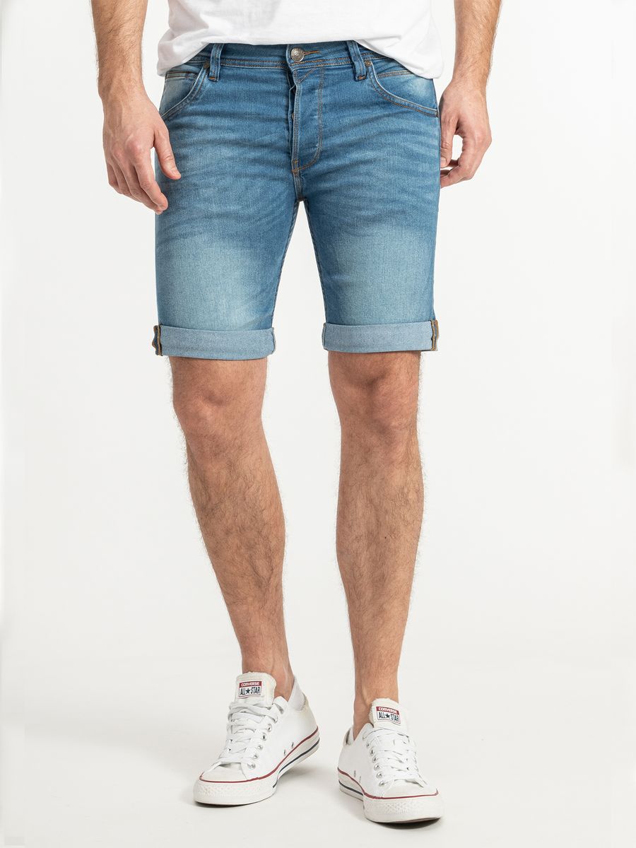 Distressed Denim Shorts mit Knopfleiste