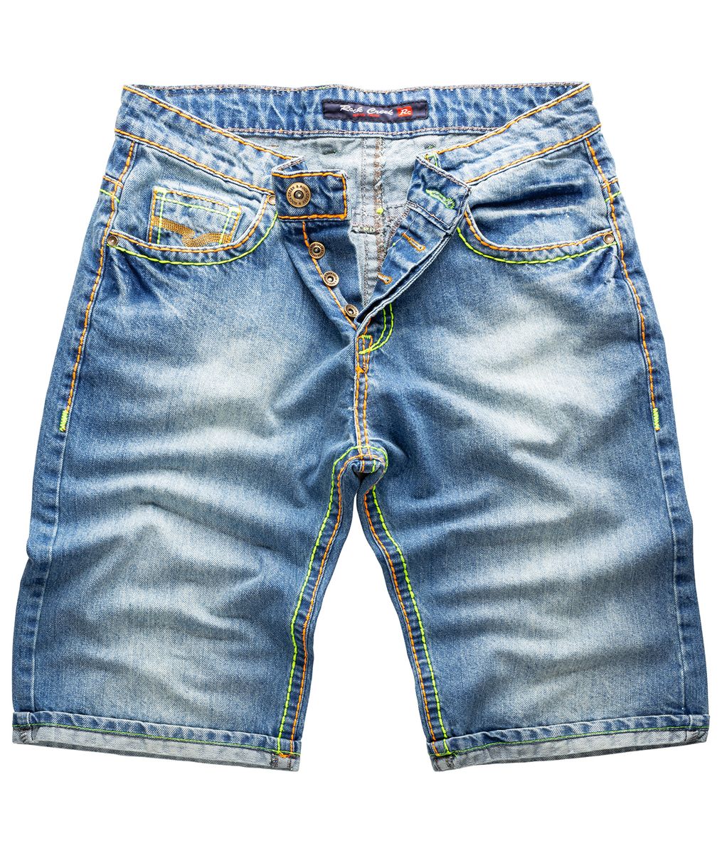 Distressed Denim Shorts mit Knopfleiste