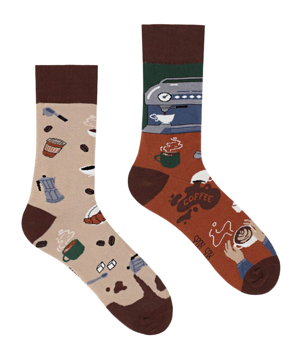 SPOX SOX Herren & Damen Mismatched Neuheit Odd Socken Kaffee