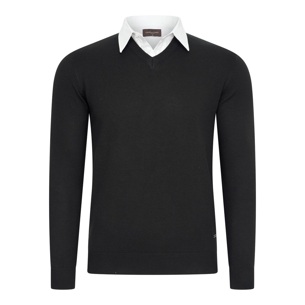 Herren Pullover mit Hemdkragen und V-Ausschnitt
