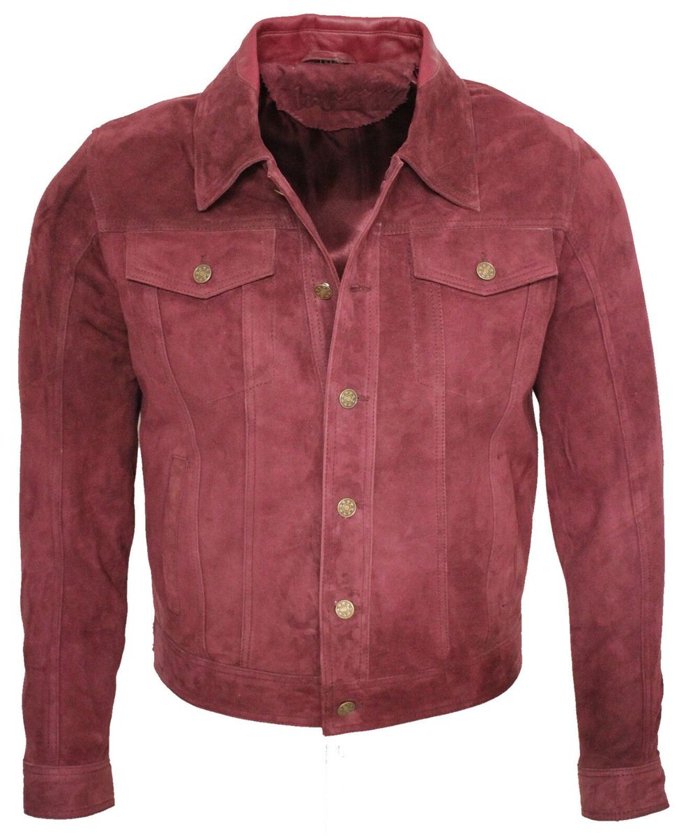 Schmal geschnittene Wildleder-Truckerjacke