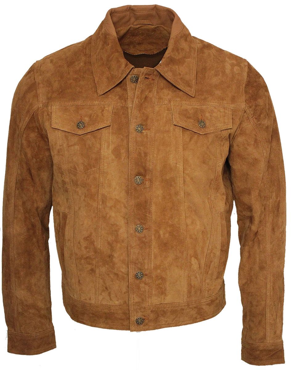 Trucker-Jacke aus Wildleder in Burgunderrot