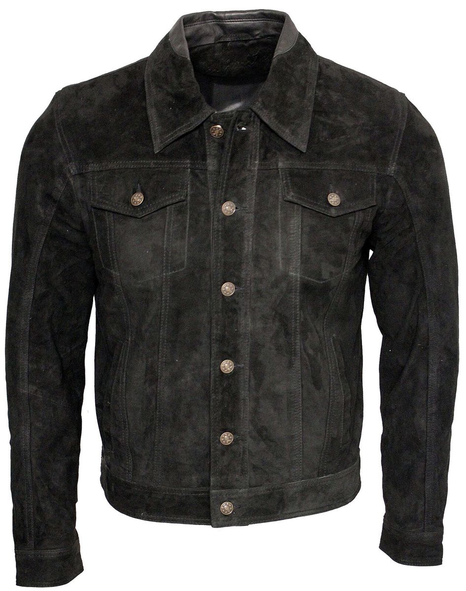 Trucker-Jacke aus Wildleder in Burgunderrot
