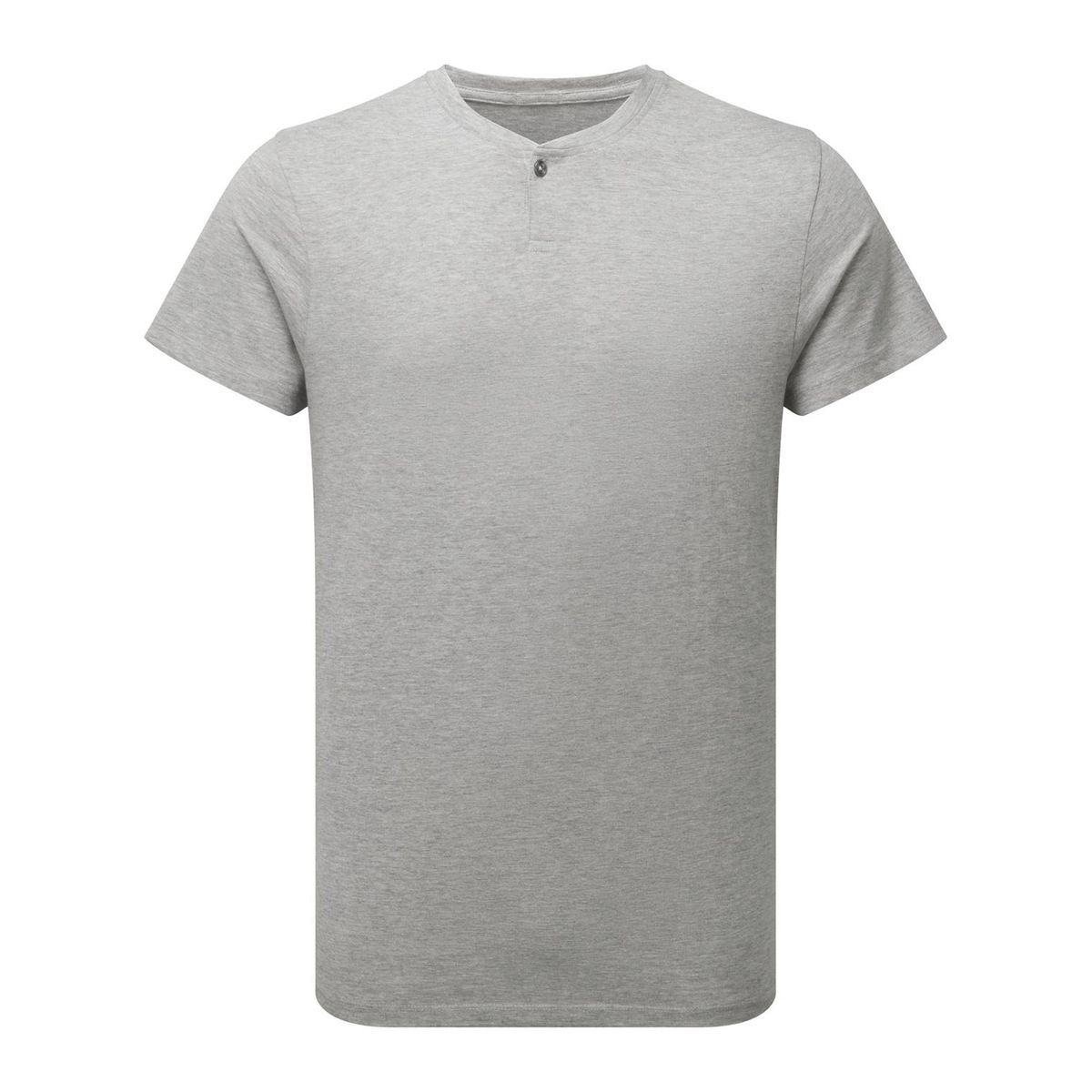 Herren Henley T-Shirt, Grau meliert