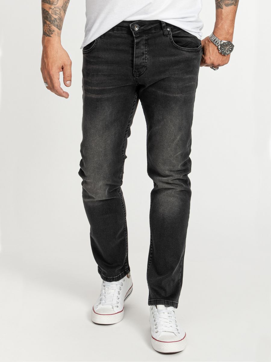 Schwarze Slim Fit Jeans mit Waschung