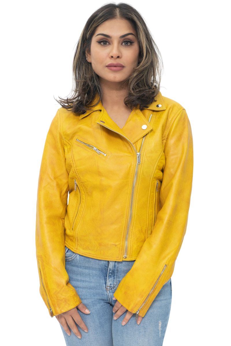 Klassische Damen-Leder-Bikerjacke
