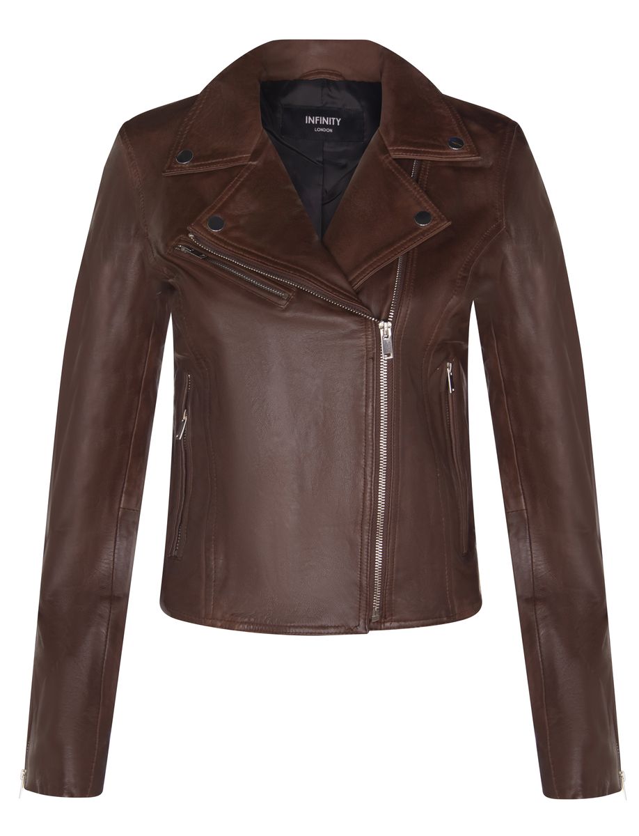 Klassische Damen-Leder-Bikerjacke