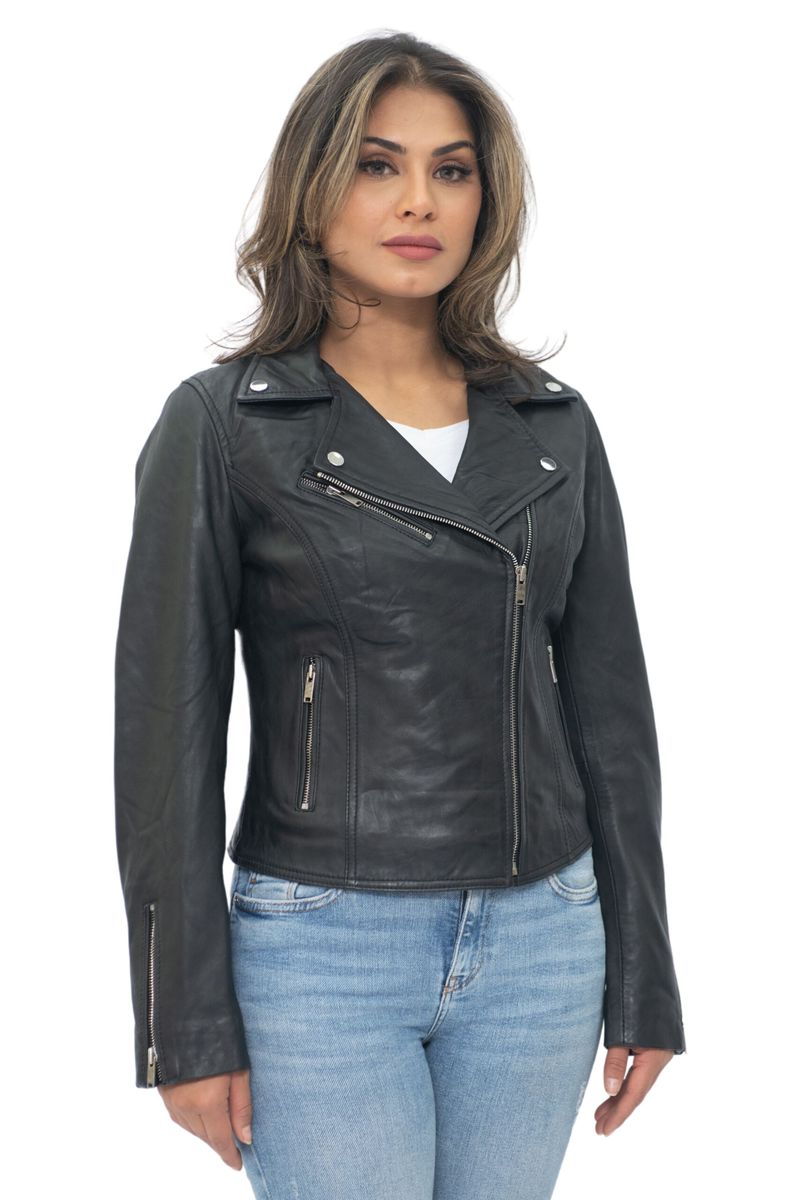 Klassische Brando Biker Lederjacke