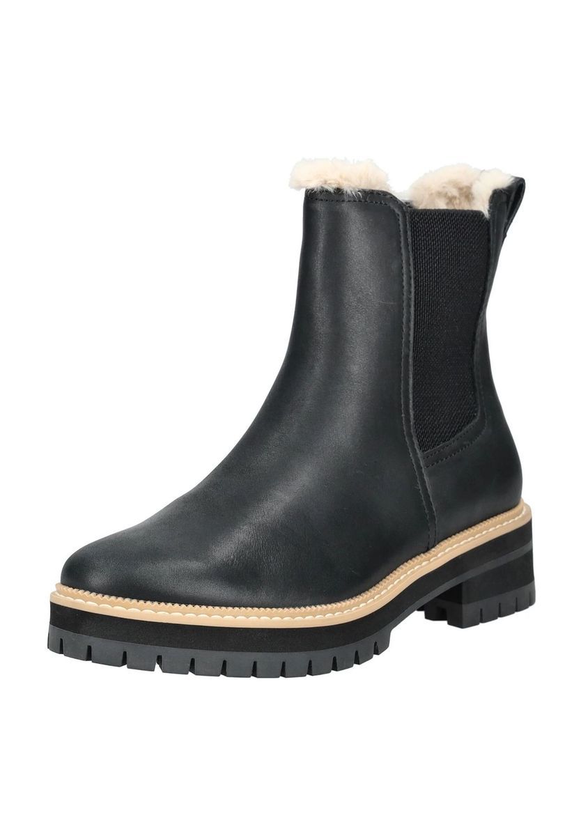 Schwarze Chelsea Boots aus Leder mit Fellfutter