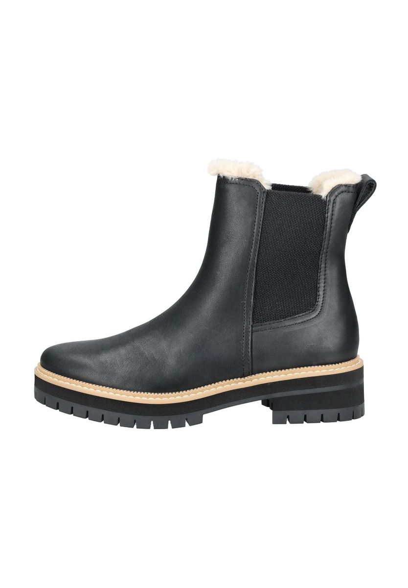 Schwarze Chelsea Boots aus Leder mit Fellfutter