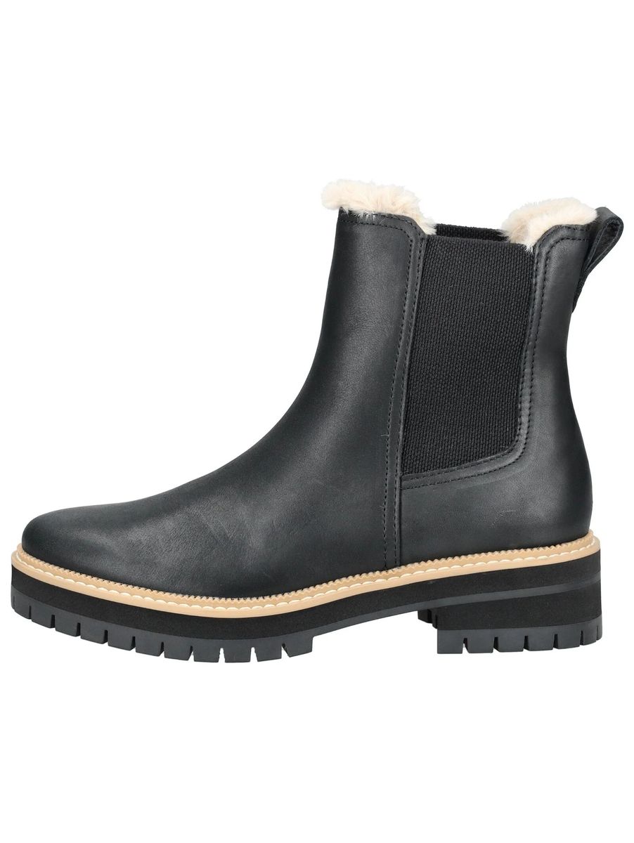 Schwarze Chelsea Boots aus Leder mit Fellfutter