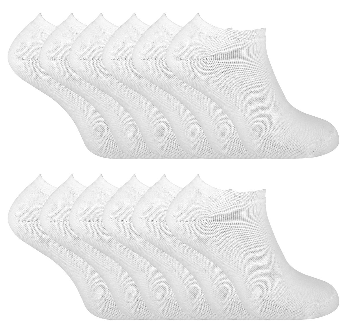 Mens Thermal Low Cut Trainer Socken | 12 Paar Multipack | Winter Unsichtbare Socken für Männer - Weiß