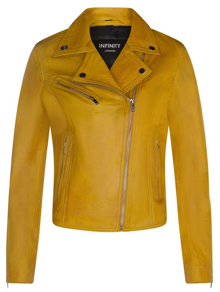 Klassische Damen-Bikerjacke aus Leder