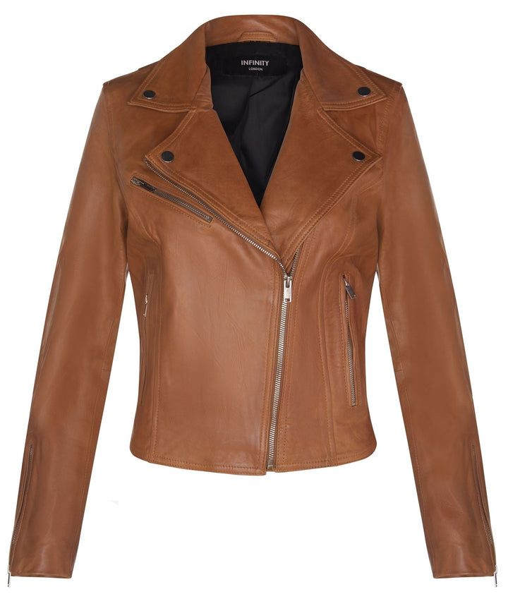 Klassische Damen-Bikerjacke aus Leder