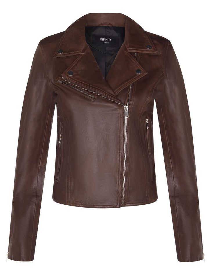 Klassische Damen-Bikerjacke aus Leder