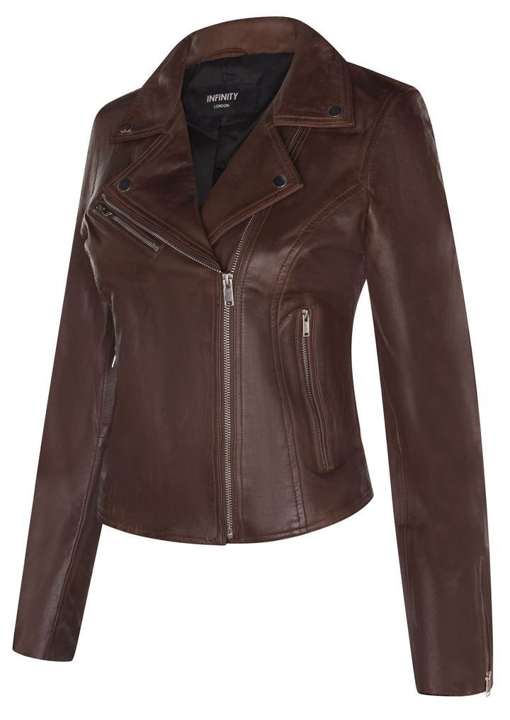 Klassische Brando Leder-Bikerjacke