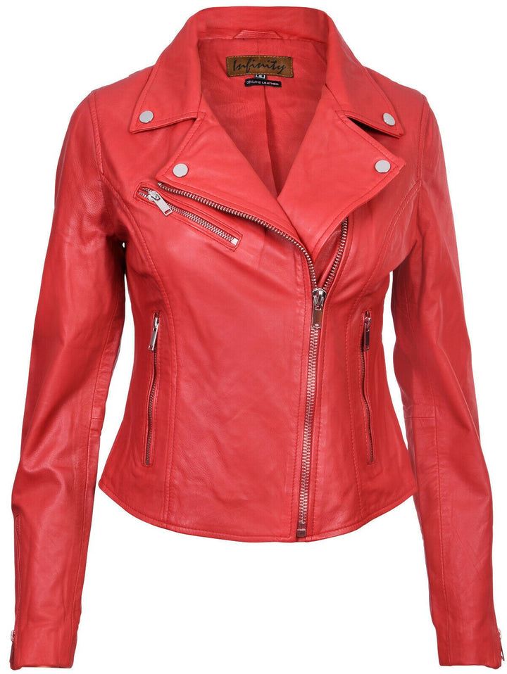 Klassische Damen-Bikerjacke aus Leder