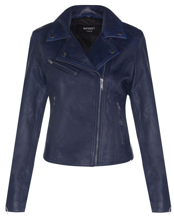 Klassische Damen-Bikerjacke aus Leder