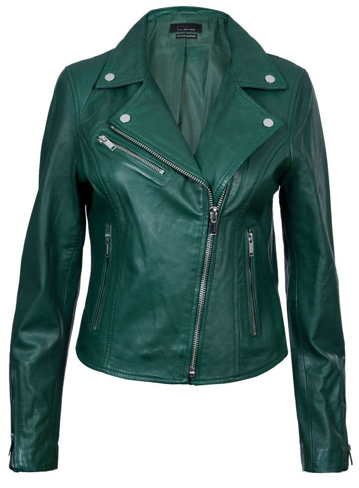 Klassische Damen-Bikerjacke aus Leder