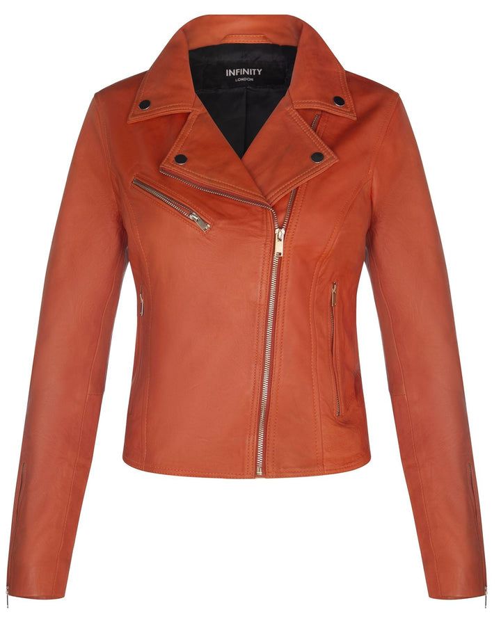 Klassische Damen-Bikerjacke aus Leder