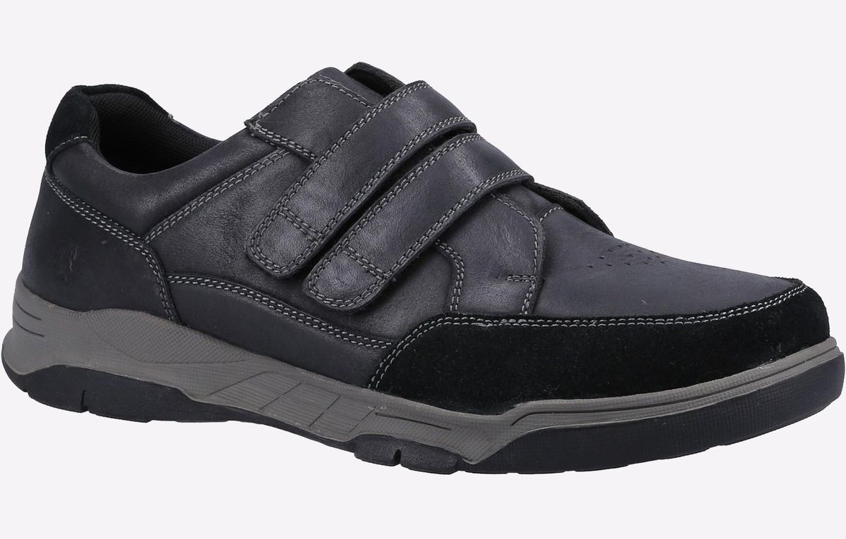 Klassische Leder-Walking-Schuhe mit Klettverschluss