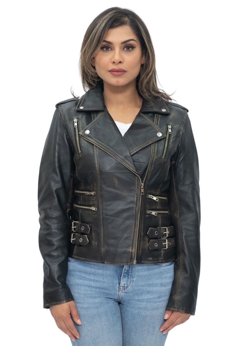 Damen Brando Vintage Bikerjacke