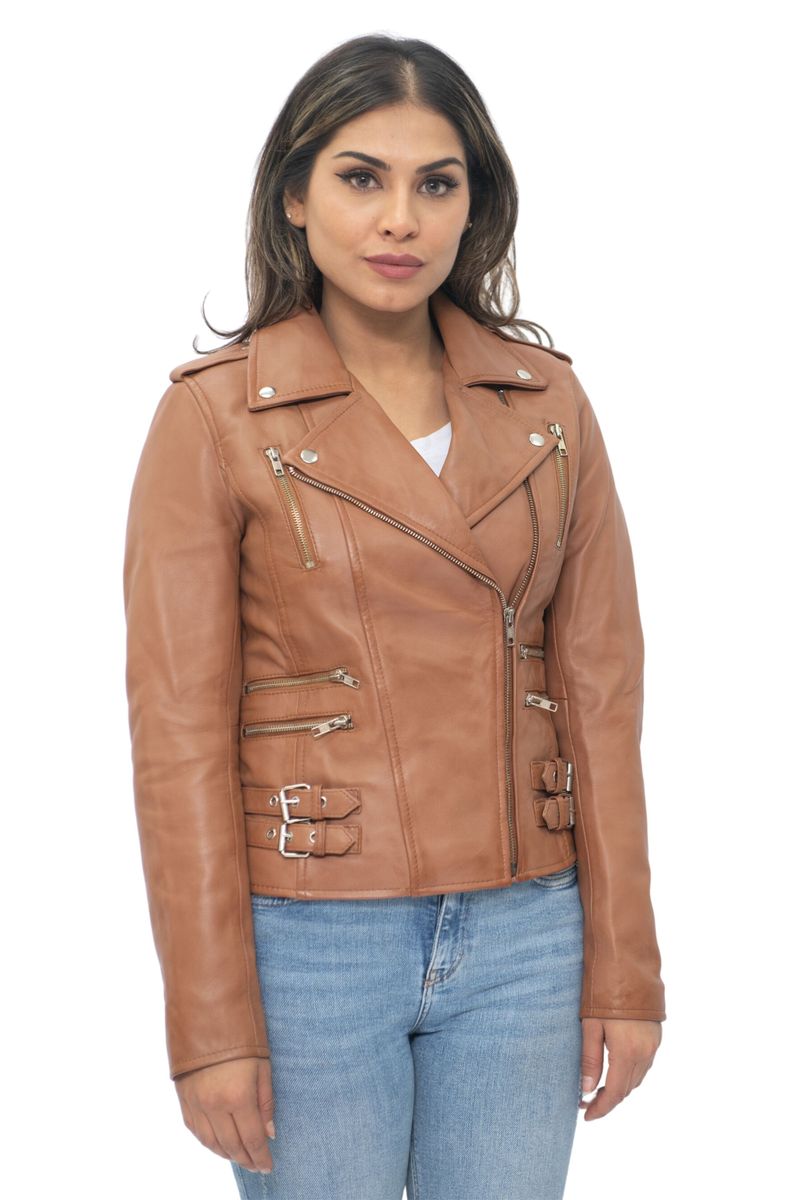 Vintage Leder Bikerjacke im Brando-Stil