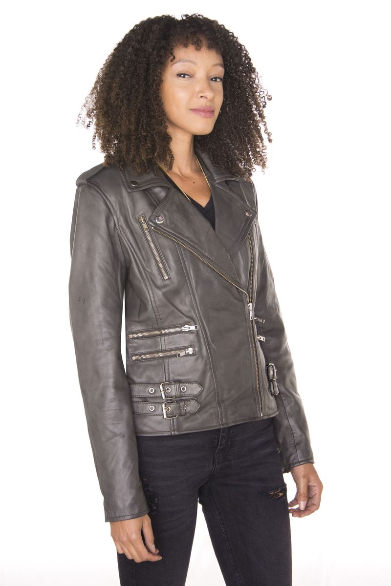 Vintage Leder Bikerjacke im Brando-Stil